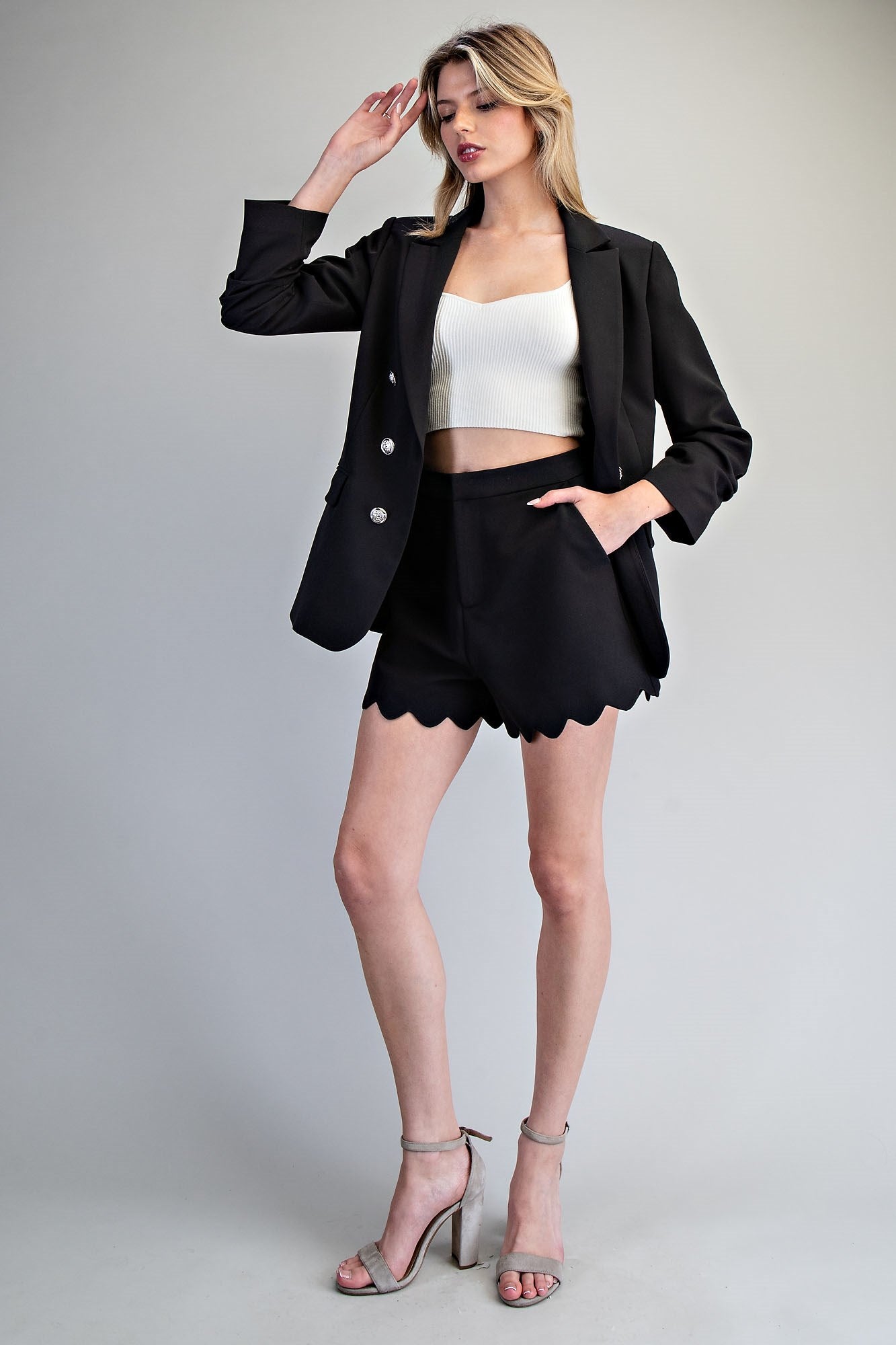 Sleek Edge Scallop Shorts