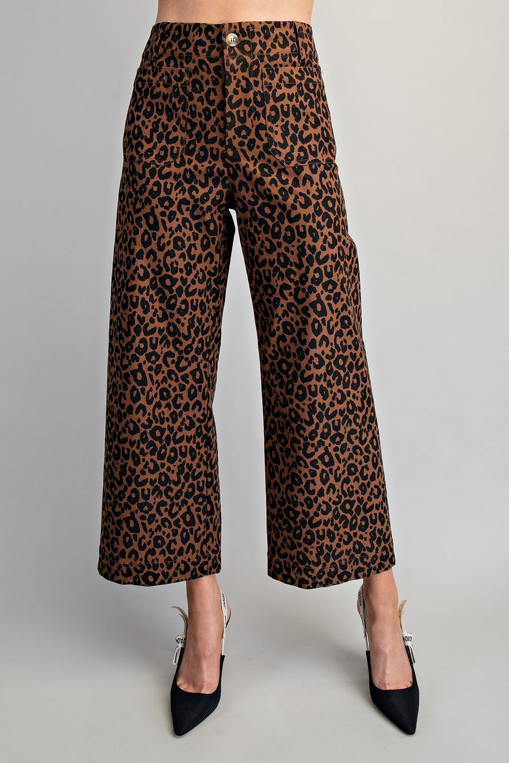 Leopard Print High-Rise Wide-Leg Pants
