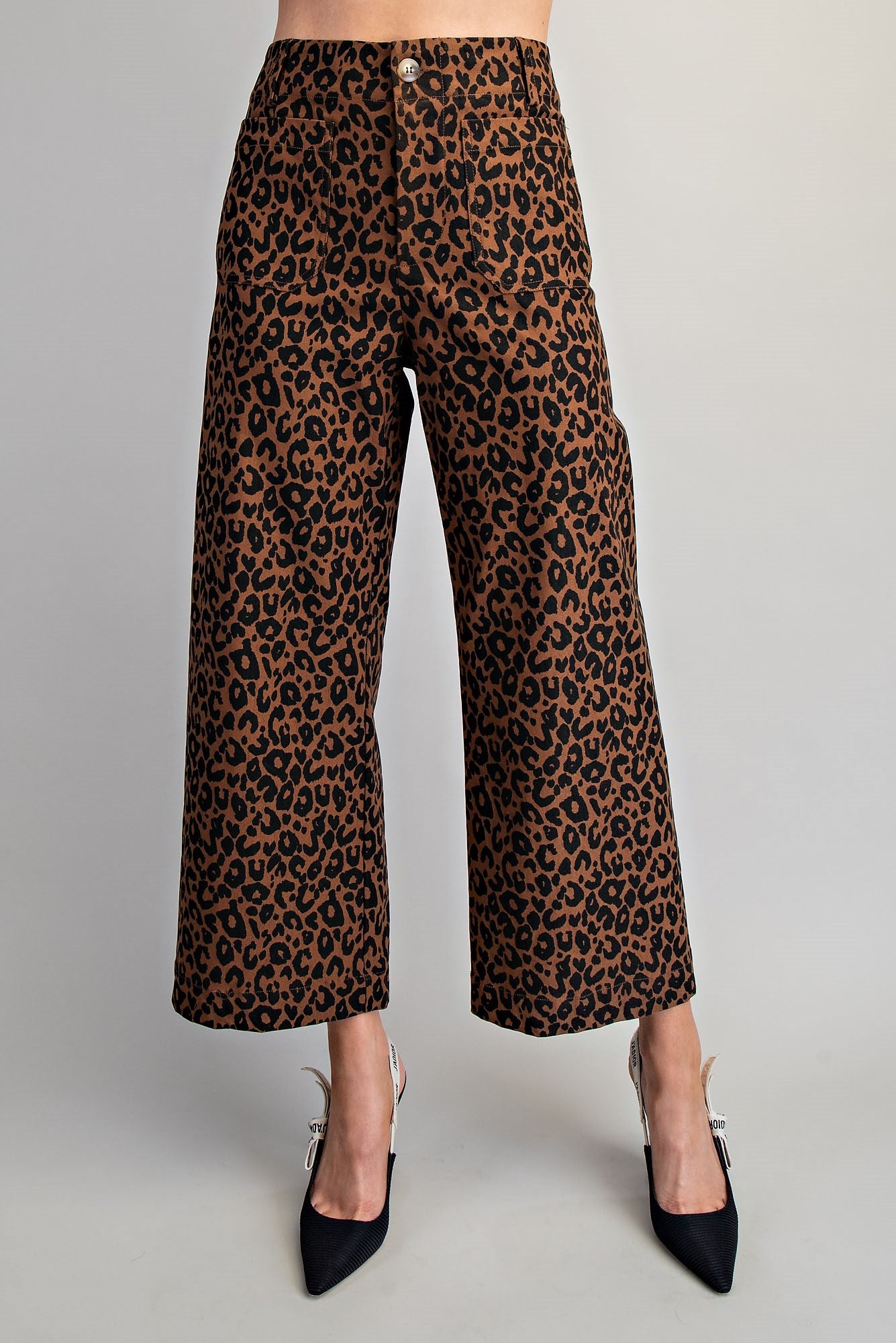 Leopard Print High-Rise Wide-Leg Pants