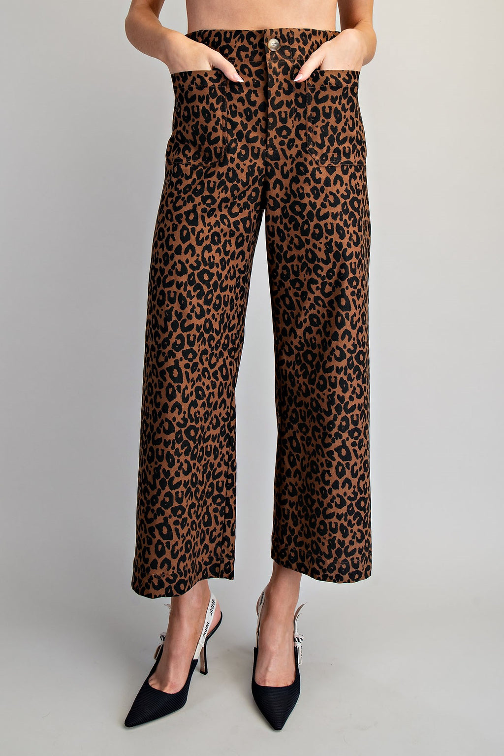 Leopard Print High-Rise Wide-Leg Pants