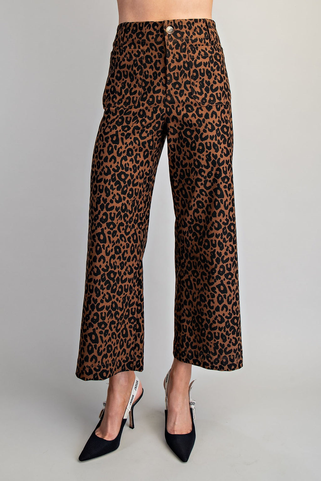Leopard Print High-Rise Wide-Leg Pants