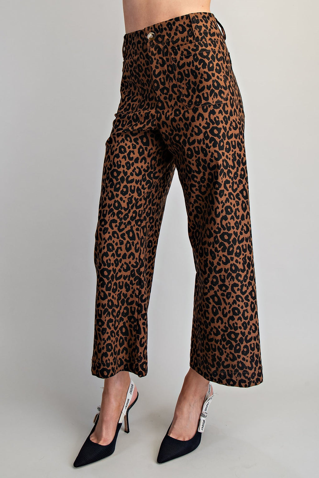 Leopard Print High-Rise Wide-Leg Pants