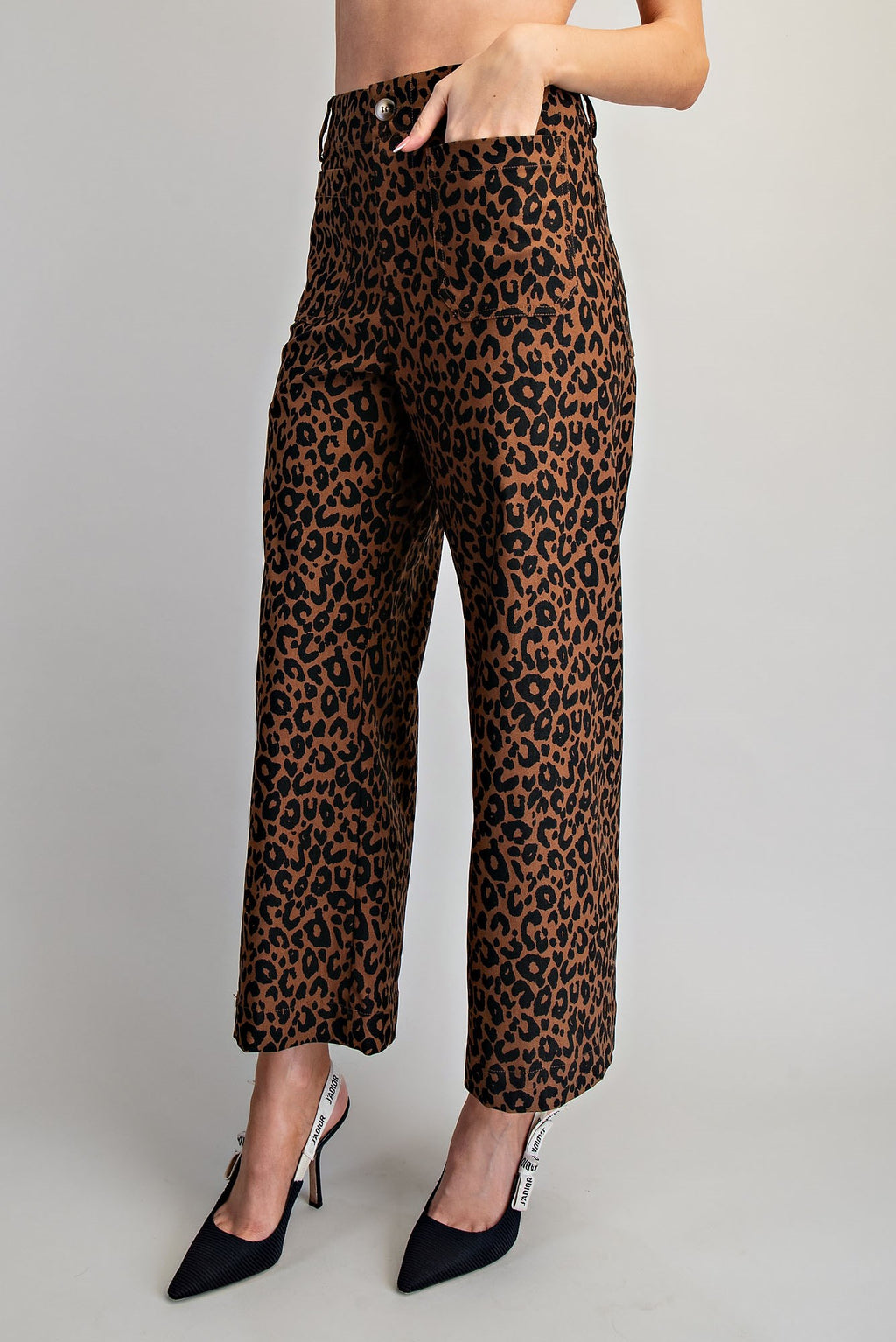 Leopard Print High-Rise Wide-Leg Pants