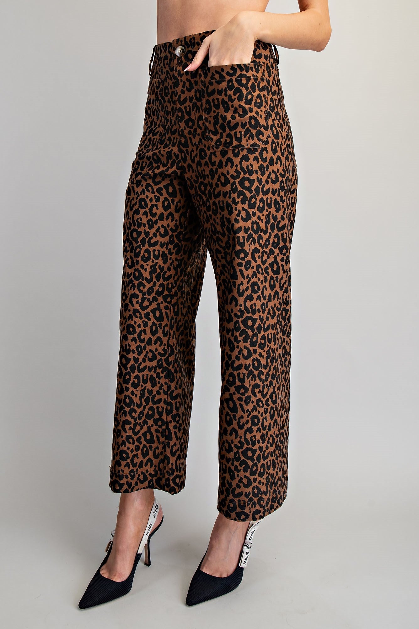 Leopard Print High-Rise Wide-Leg Pants