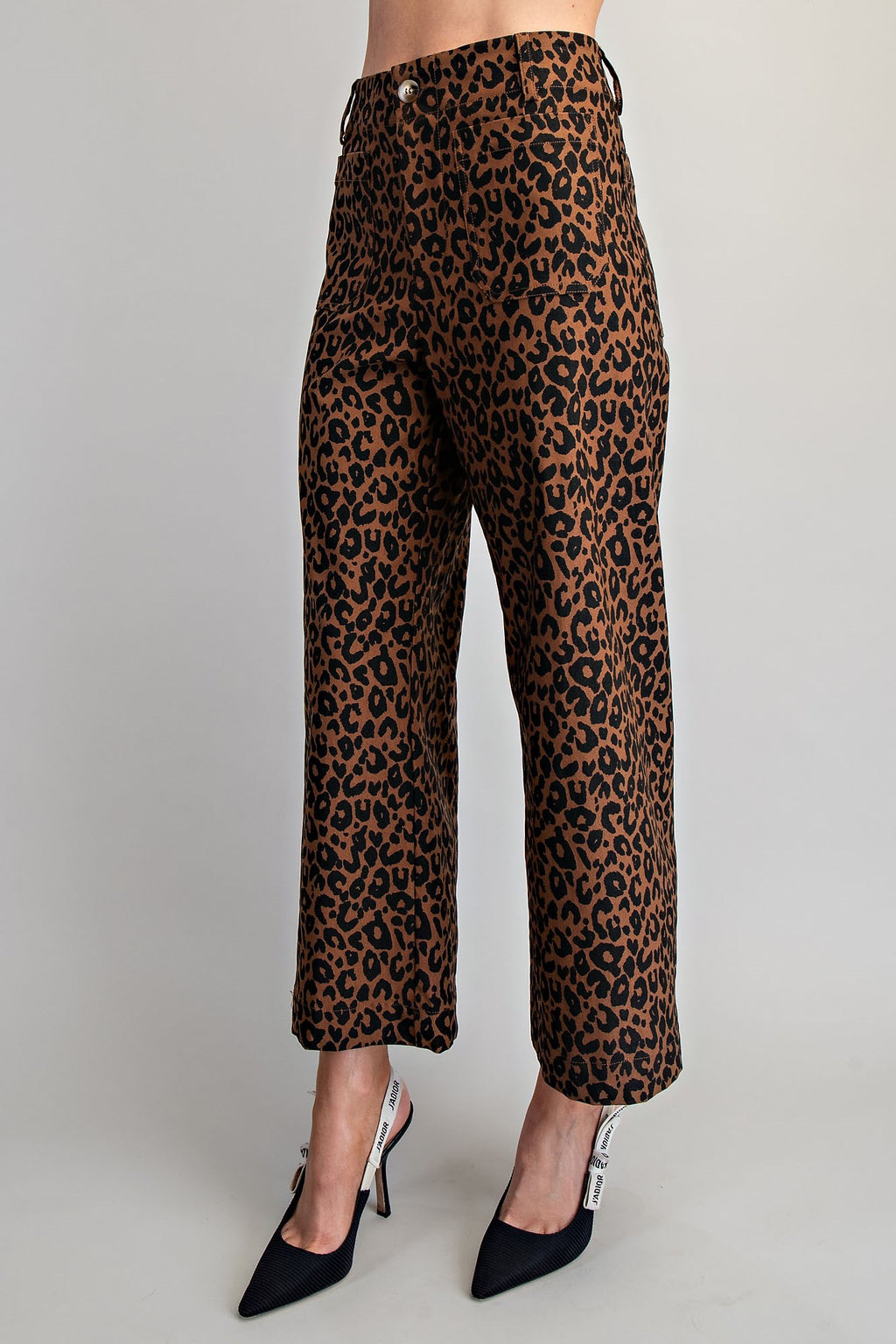 Leopard Print High-Rise Wide-Leg Pants
