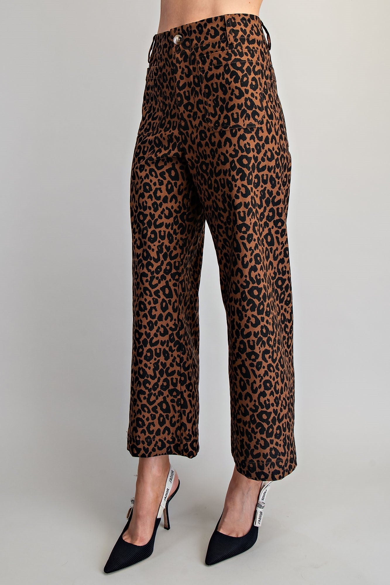Leopard Print High-Rise Wide-Leg Pants