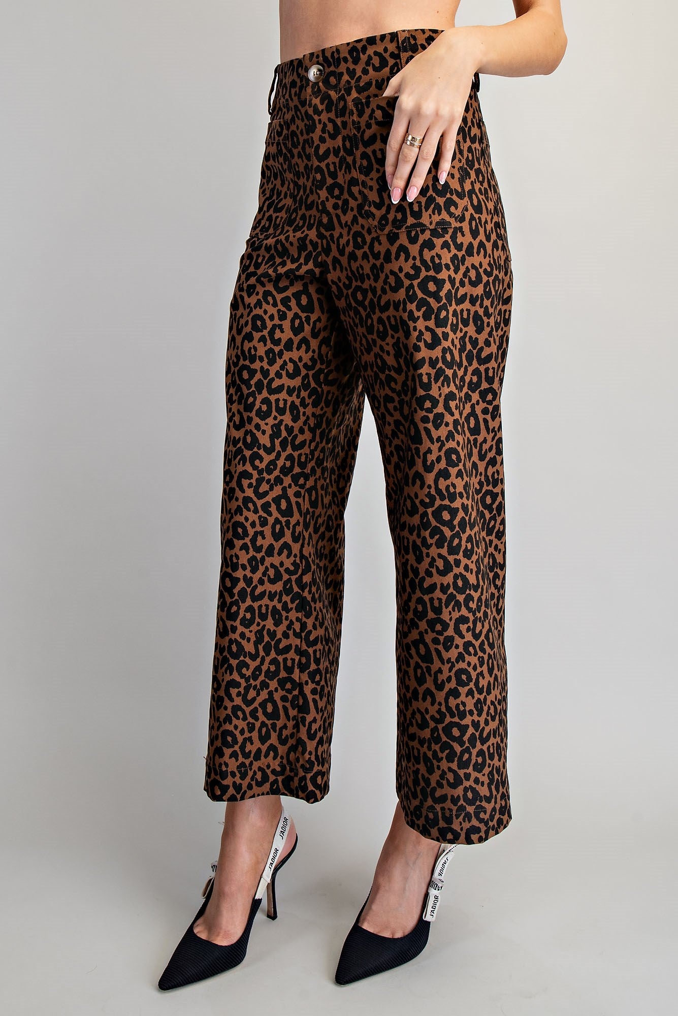 Leopard Print High-Rise Wide-Leg Pants