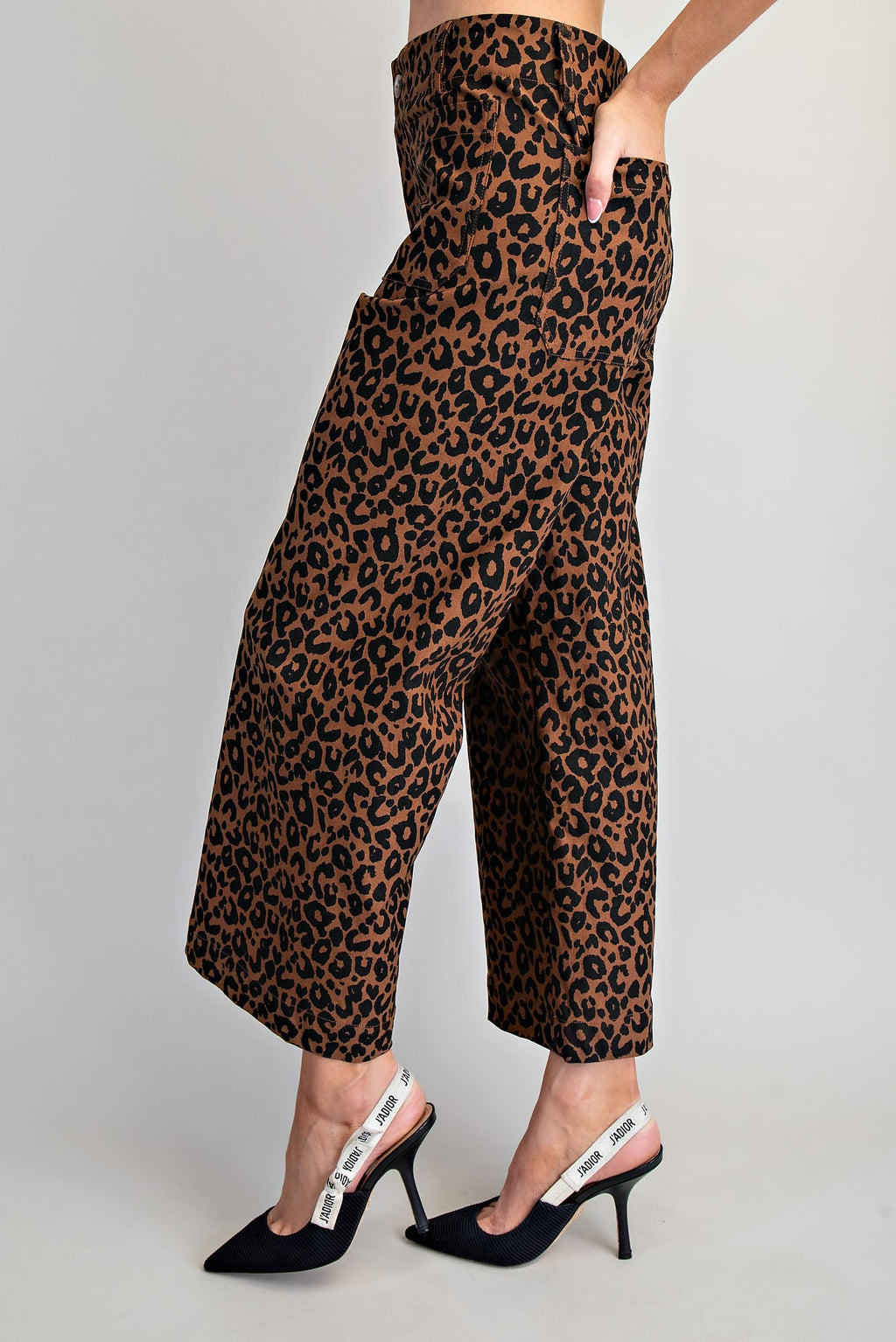 Leopard Print High-Rise Wide-Leg Pants