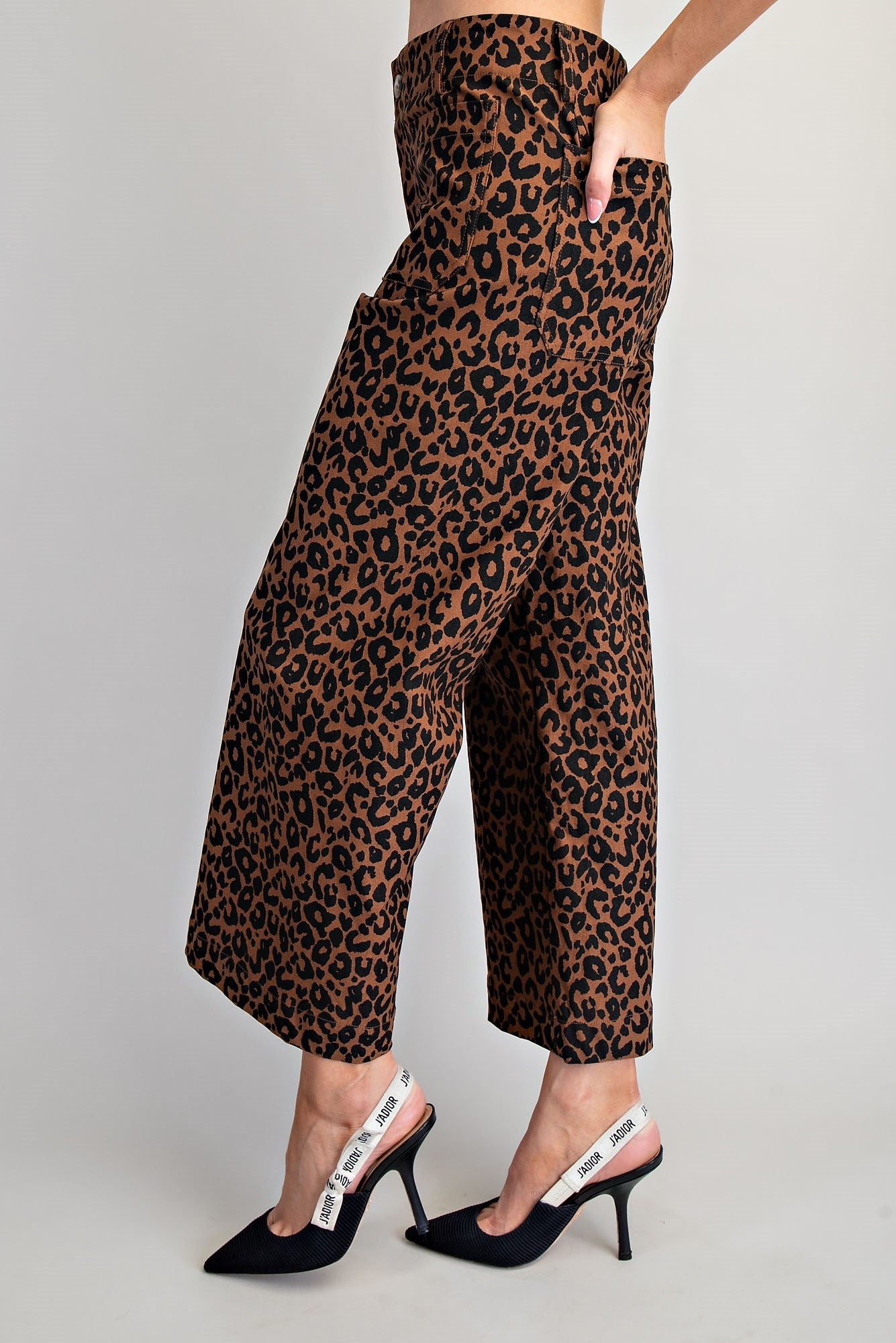 Leopard Print High-Rise Wide-Leg Pants