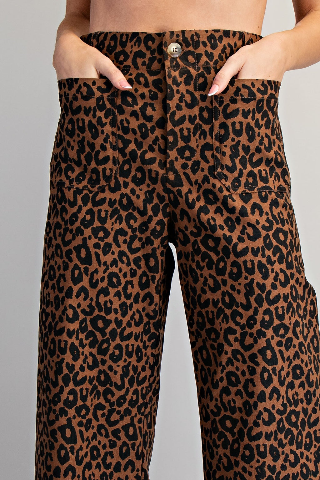 Leopard Print High-Rise Wide-Leg Pants