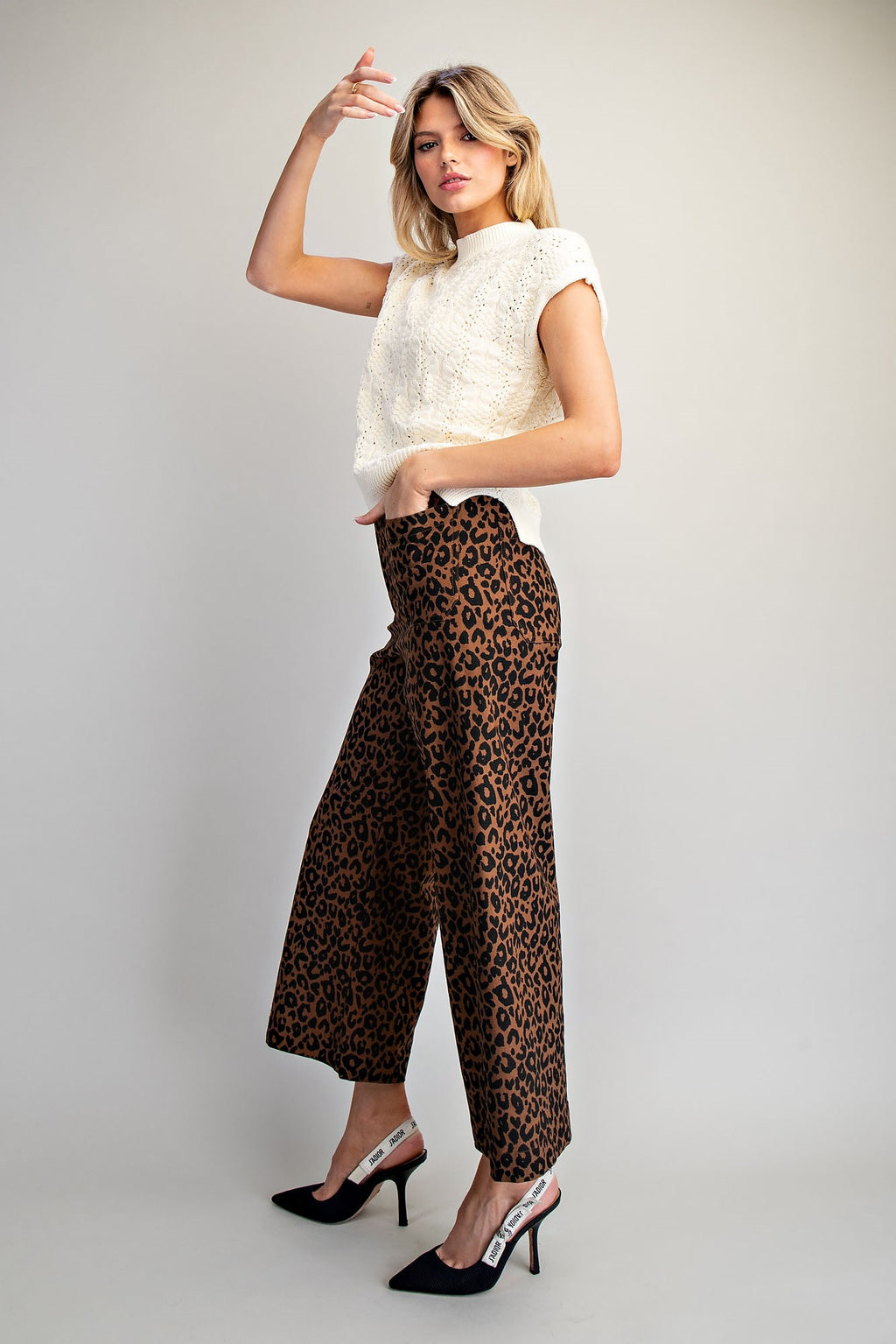 Leopard Print High-Rise Wide-Leg Pants