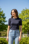 H1038 Brushed Rib Short Sleeve Top