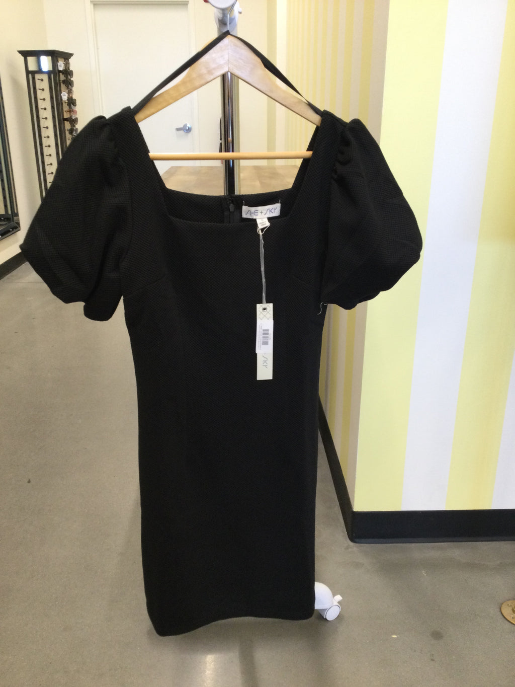 Puff Short Sleeve Square Neck Heavy Knit Mini Dress