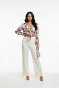 Printed Tie Front Kimono