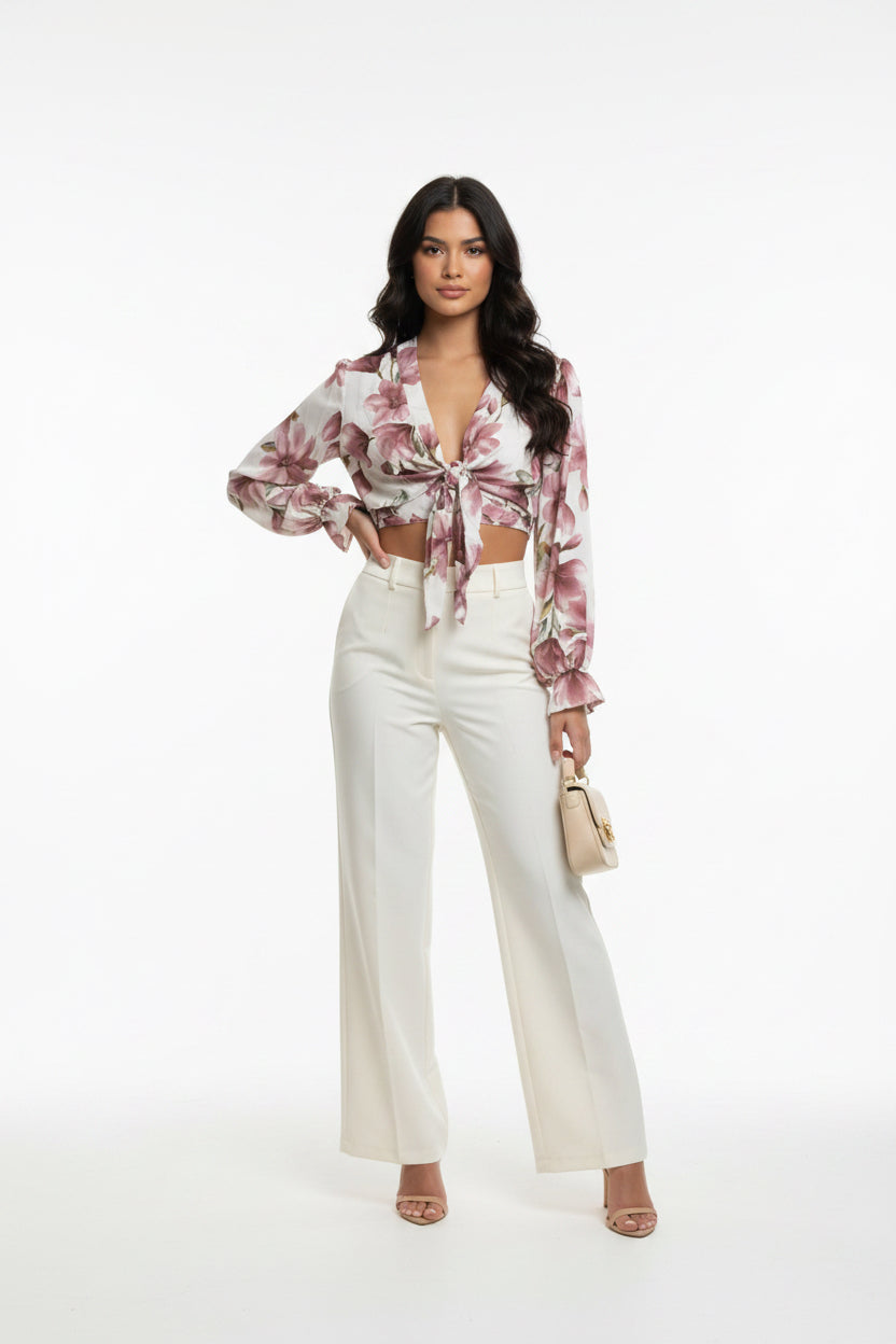 Printed Tie Front Kimono