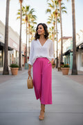 Wide Leg Texture Knit Capri Pants with Pockets