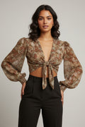 Print Front Tie Kimono