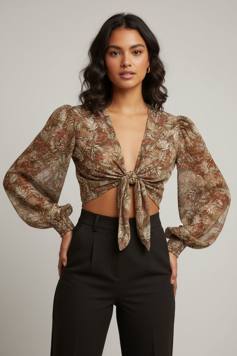 Print Front Tie Kimono