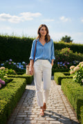 Striped Button Down Back Pleat Blouse