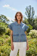 Denim Ruffle Detail Vest