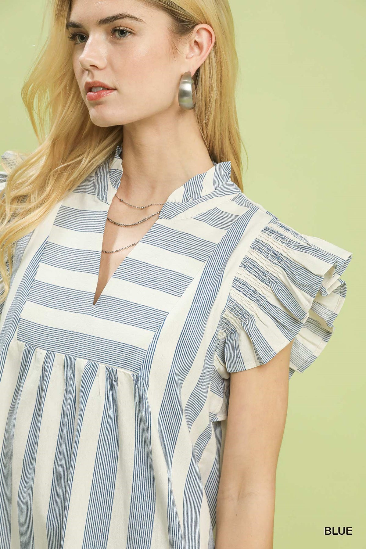 Striped Ruffle Sleeve Dress