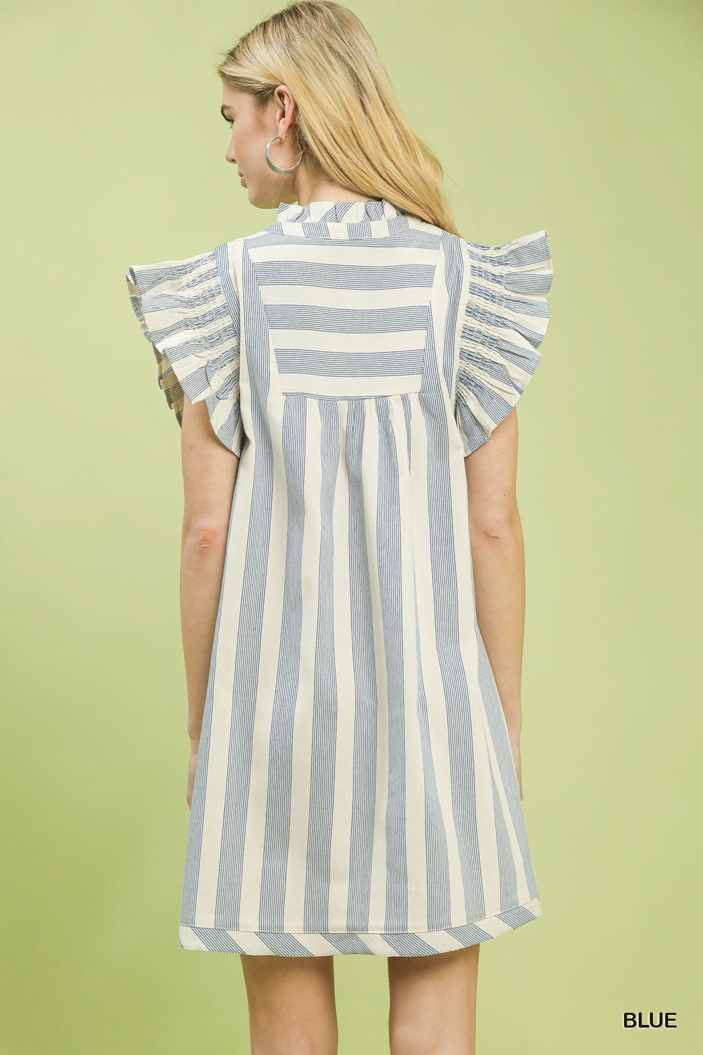 Striped Ruffle Sleeve Dress