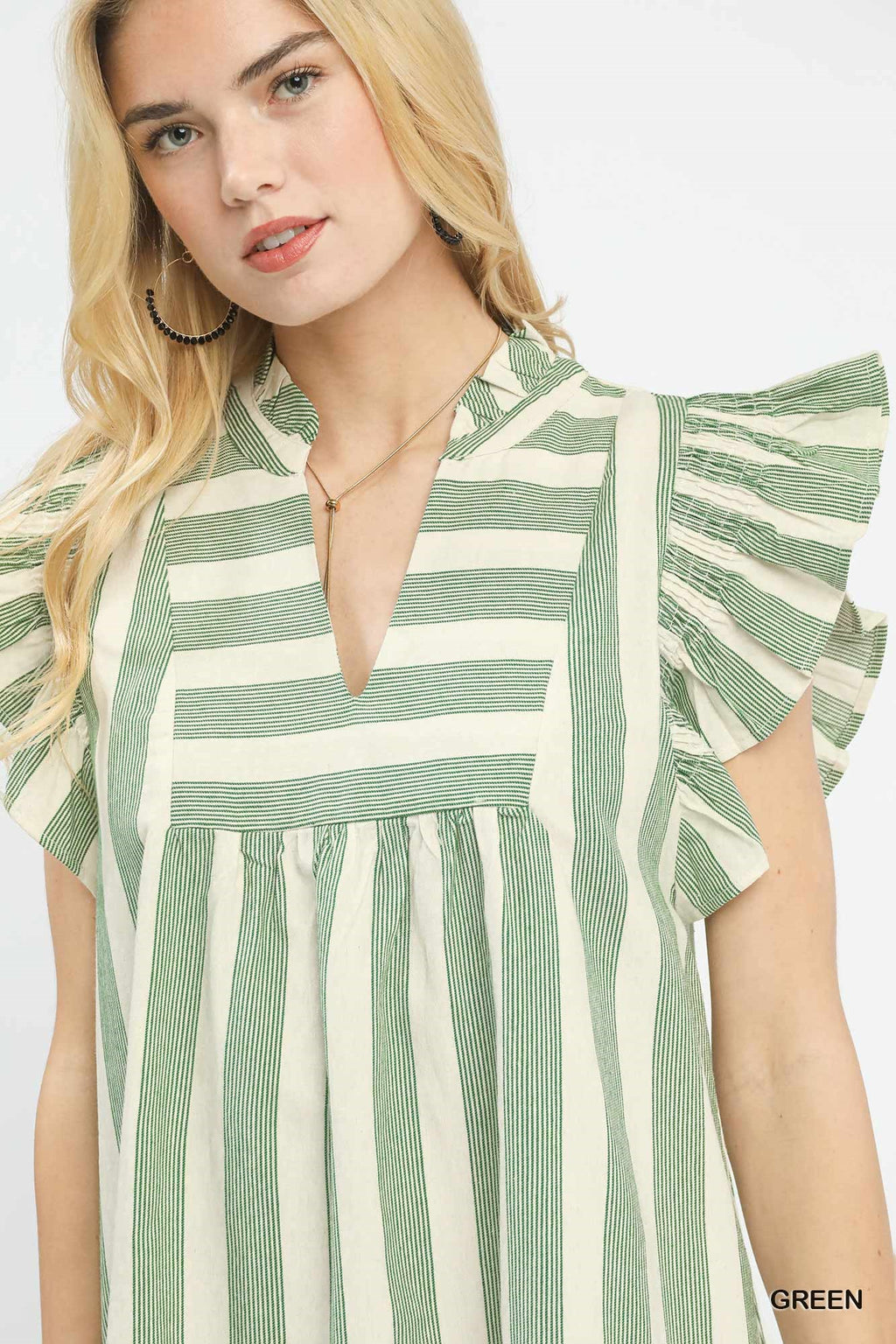 Striped Ruffle Sleeve Dress