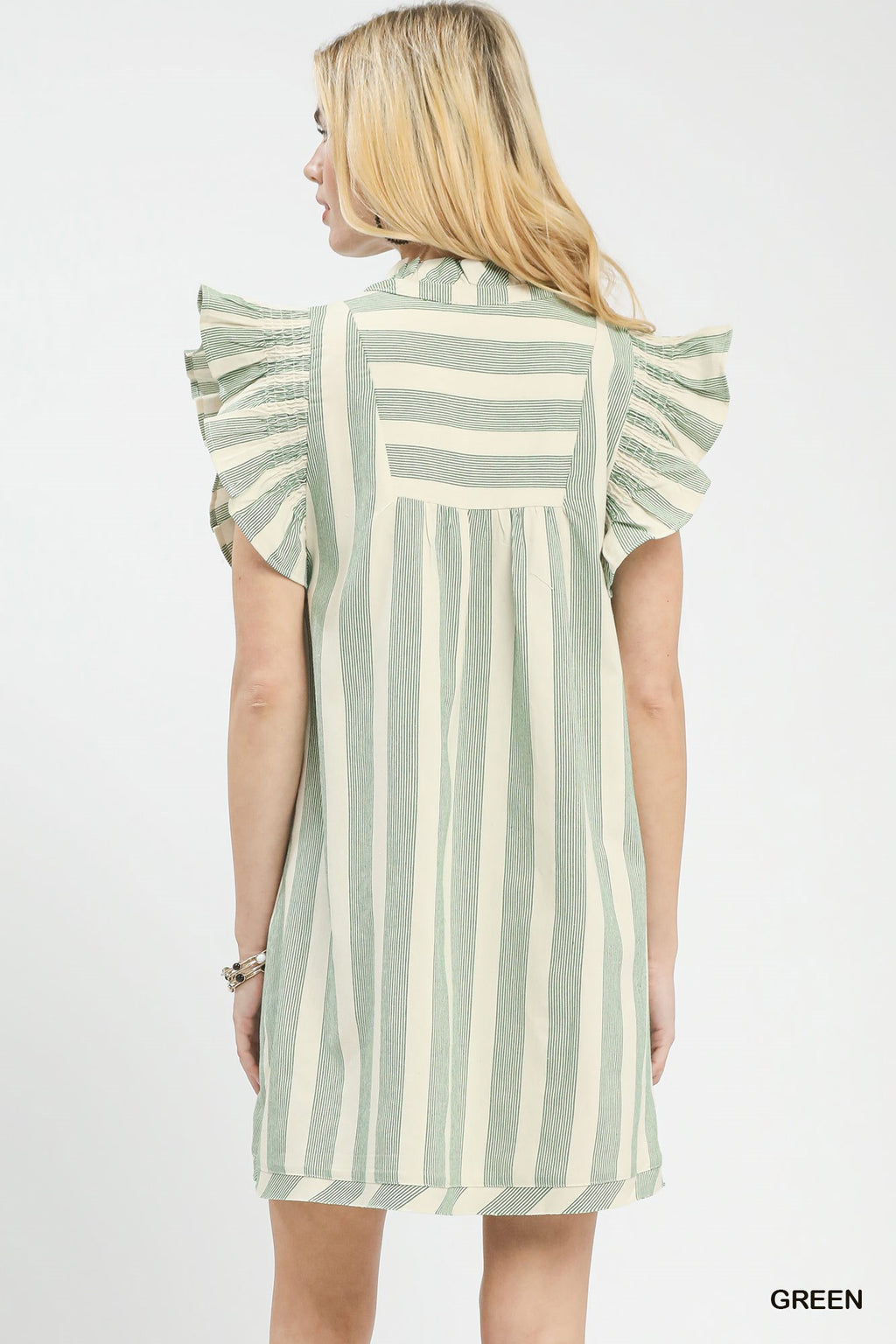 Striped Ruffle Sleeve Dress
