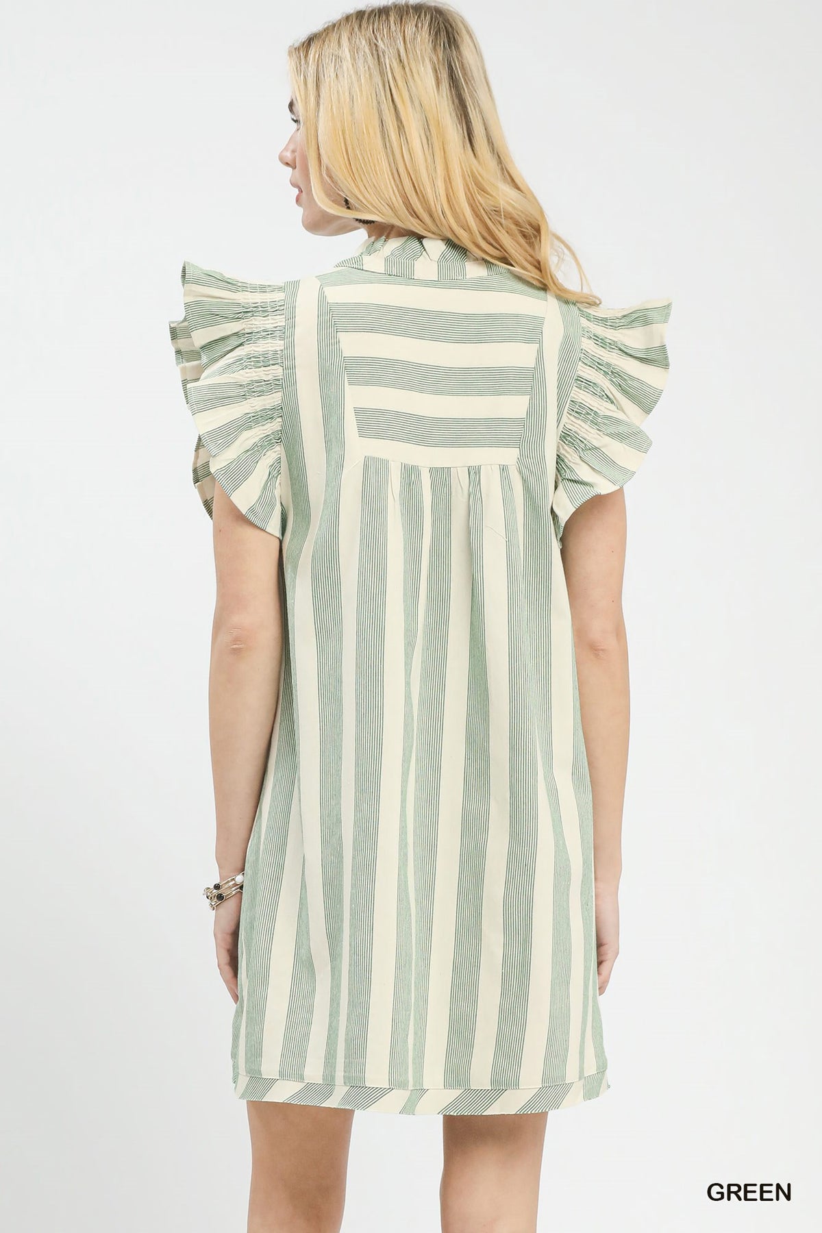 Striped Ruffle Sleeve Dress