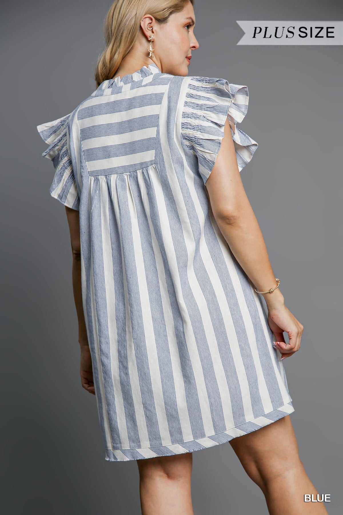 Plus Stripe V-Neck Dress