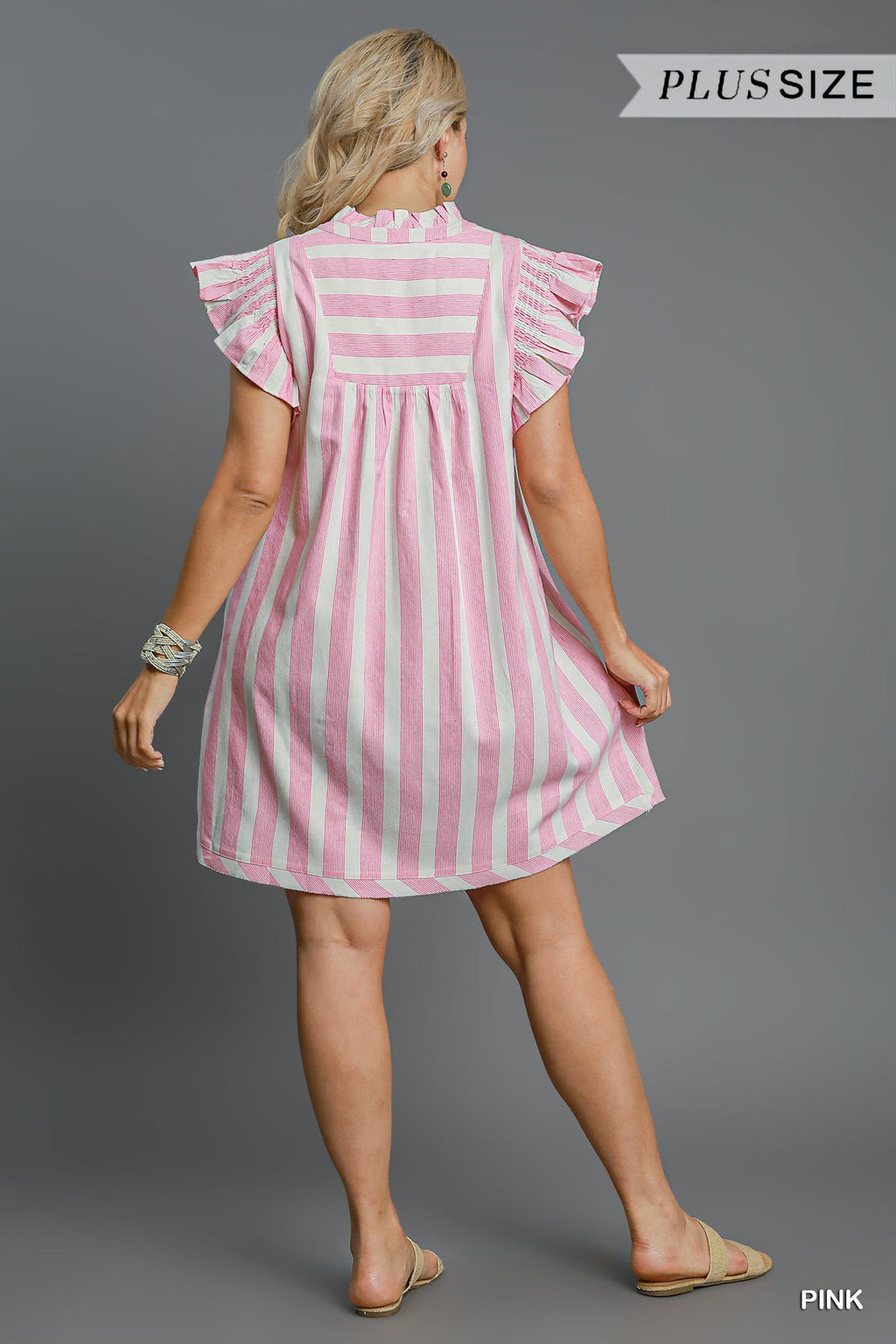 Plus Stripe V-Neck Dress