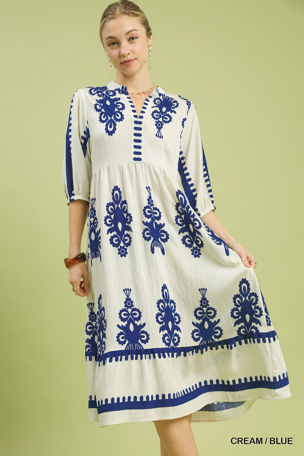 Abstract Print Midi Dress