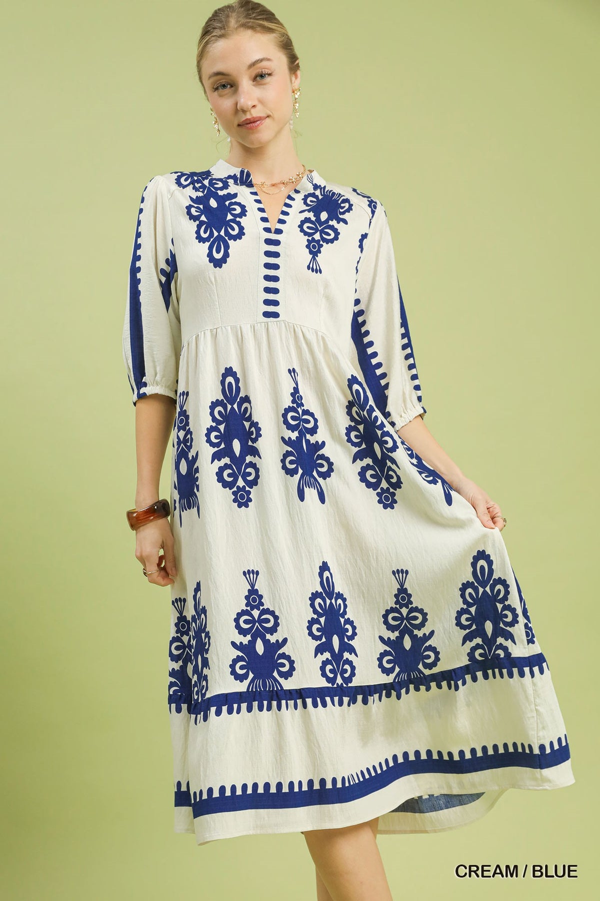 Abstract Print Midi Dress