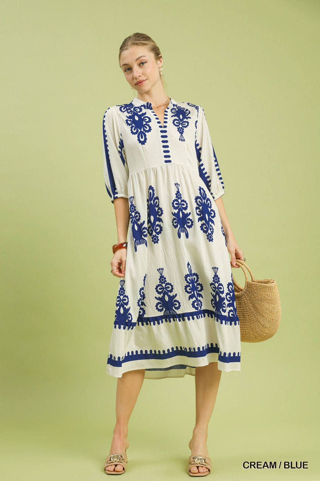 Abstract Print Midi Dress