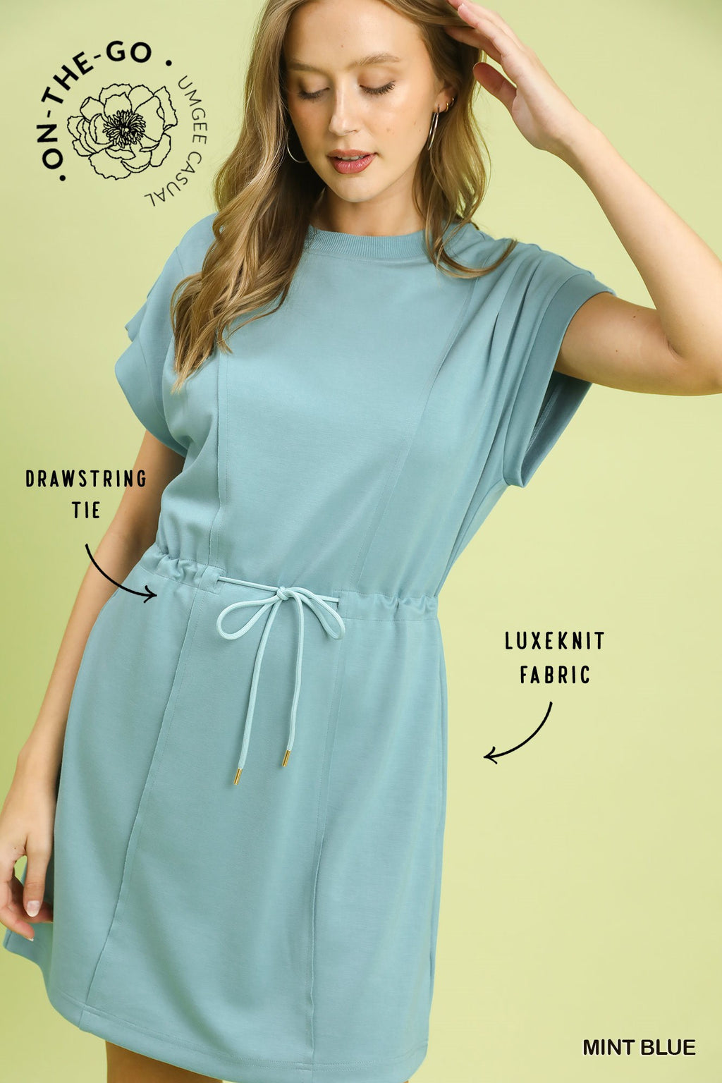 No Lining Luxknit Pleated Short Sleeve Mini Dress