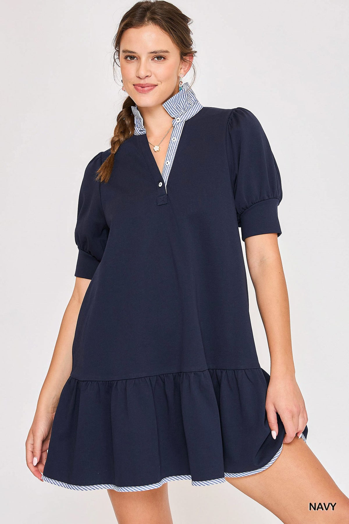 Puff Sleeve Tiered Mini Dress