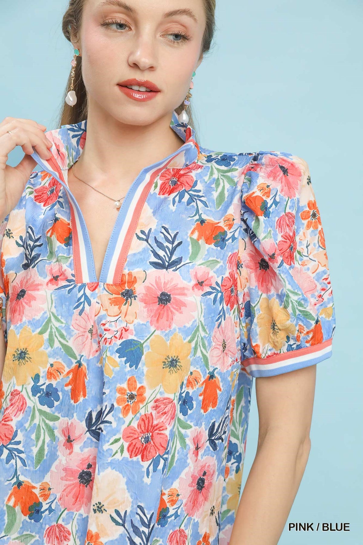 Floral Print High Neck Mini Dress