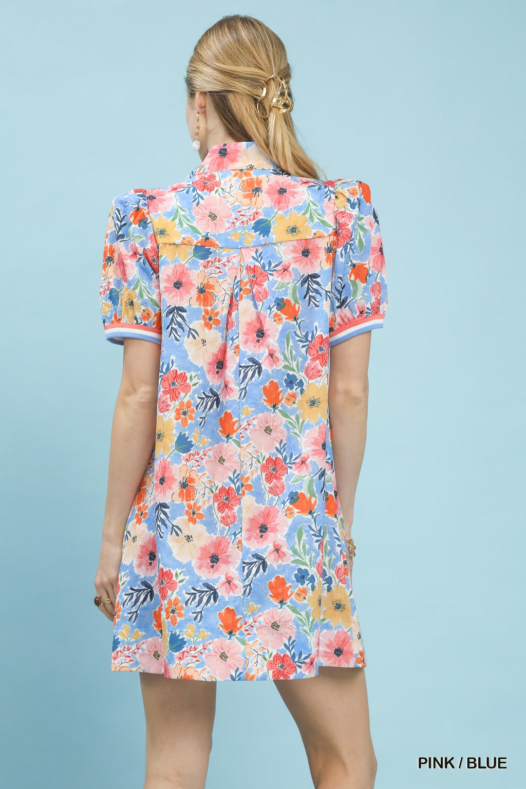 Floral Print High Neck Mini Dress