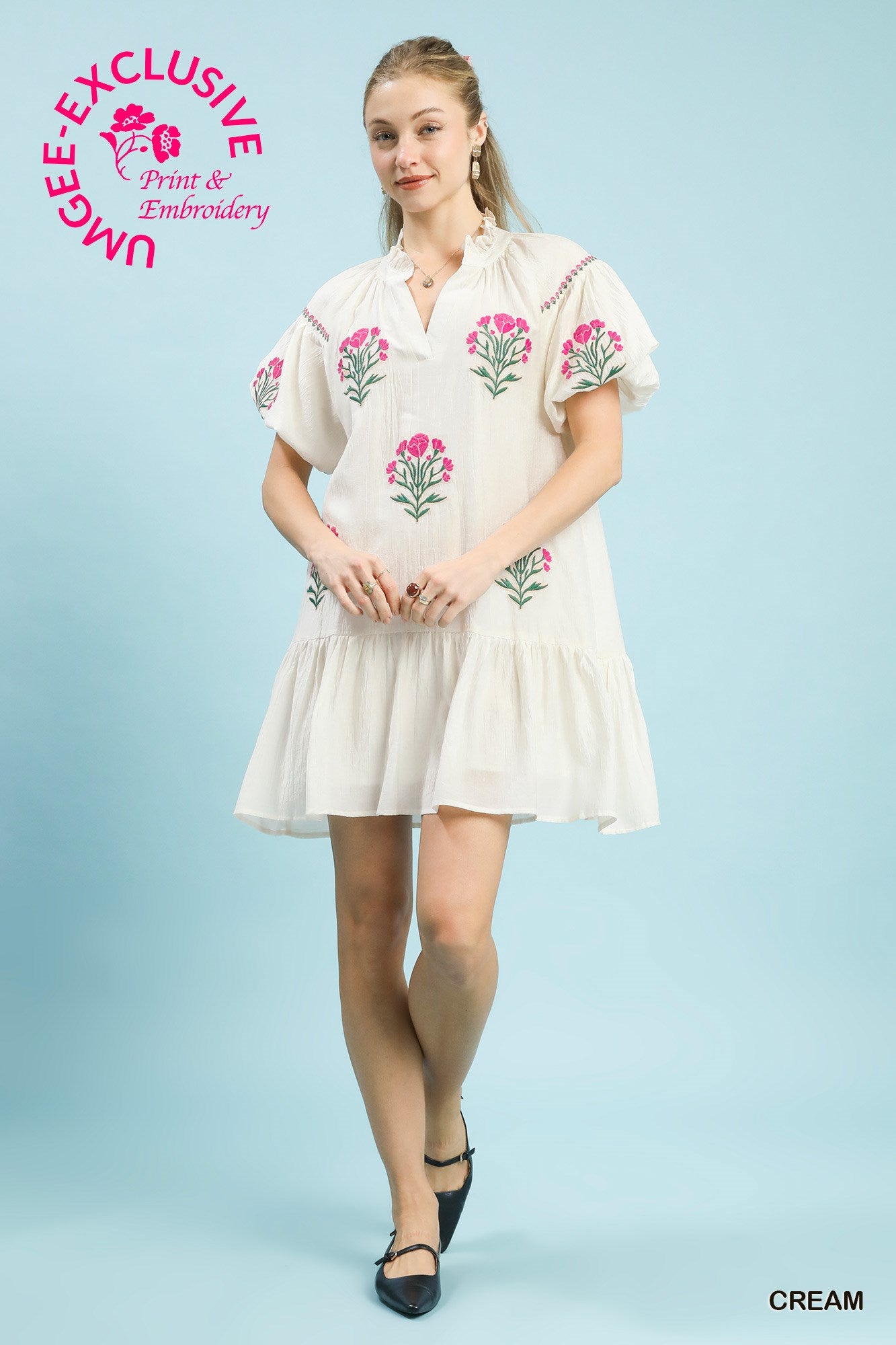 Boho Floral Embroidered Mini Dress – Swanky B Boutique