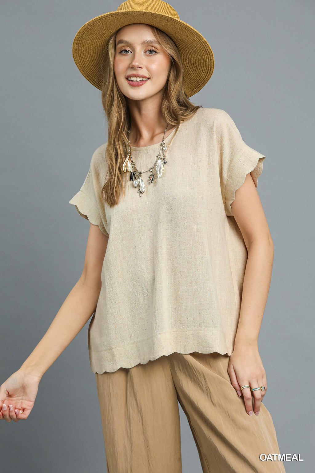 Scalloped Round Neck Top