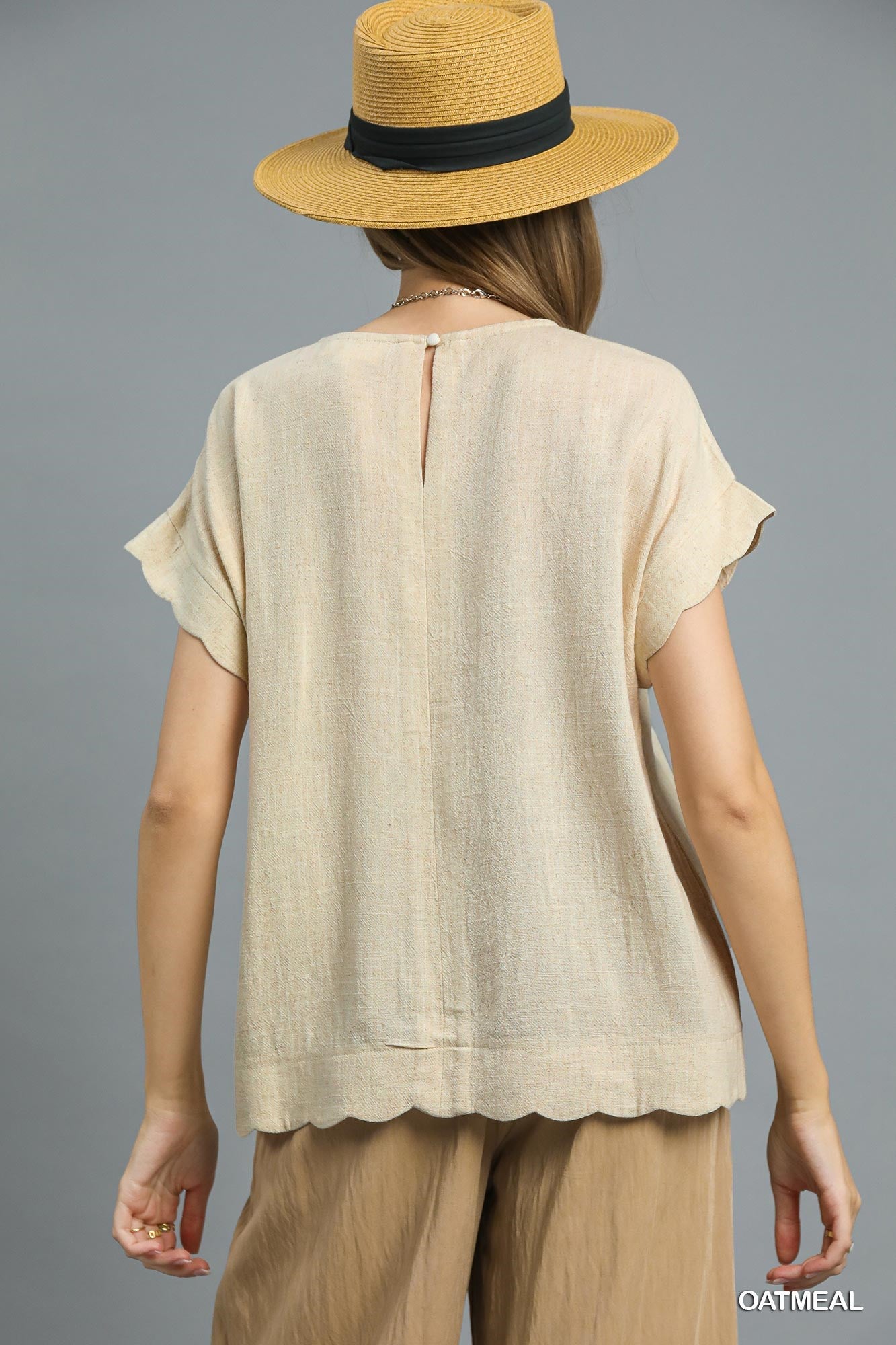 Scalloped Round Neck Top
