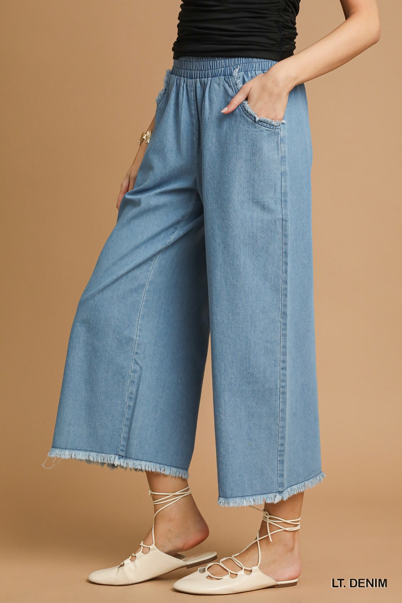 Light Wash Denim Wide Leg Pants