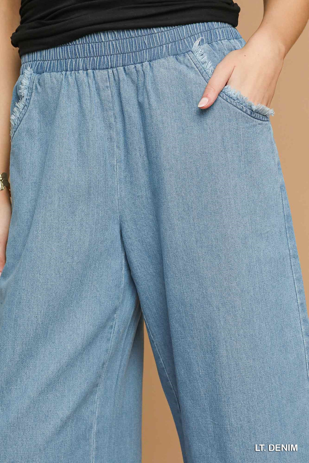 Light Wash Denim Wide Leg Pants