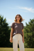 C5103 Scalloped Round Neck Top