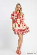 Tropical Damask Border Print Mini Dress