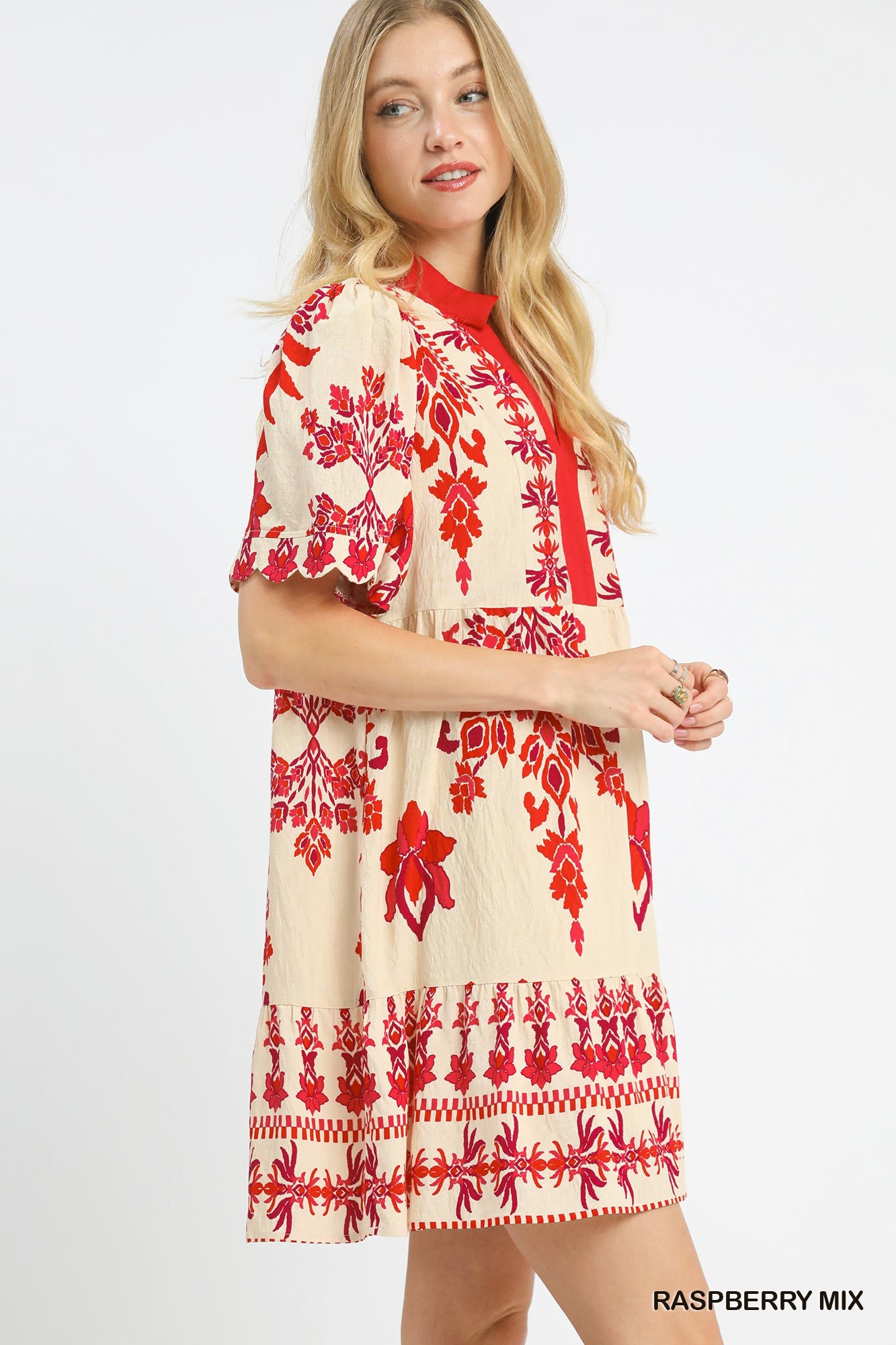 Tropical Damask Border Print Mini Dress