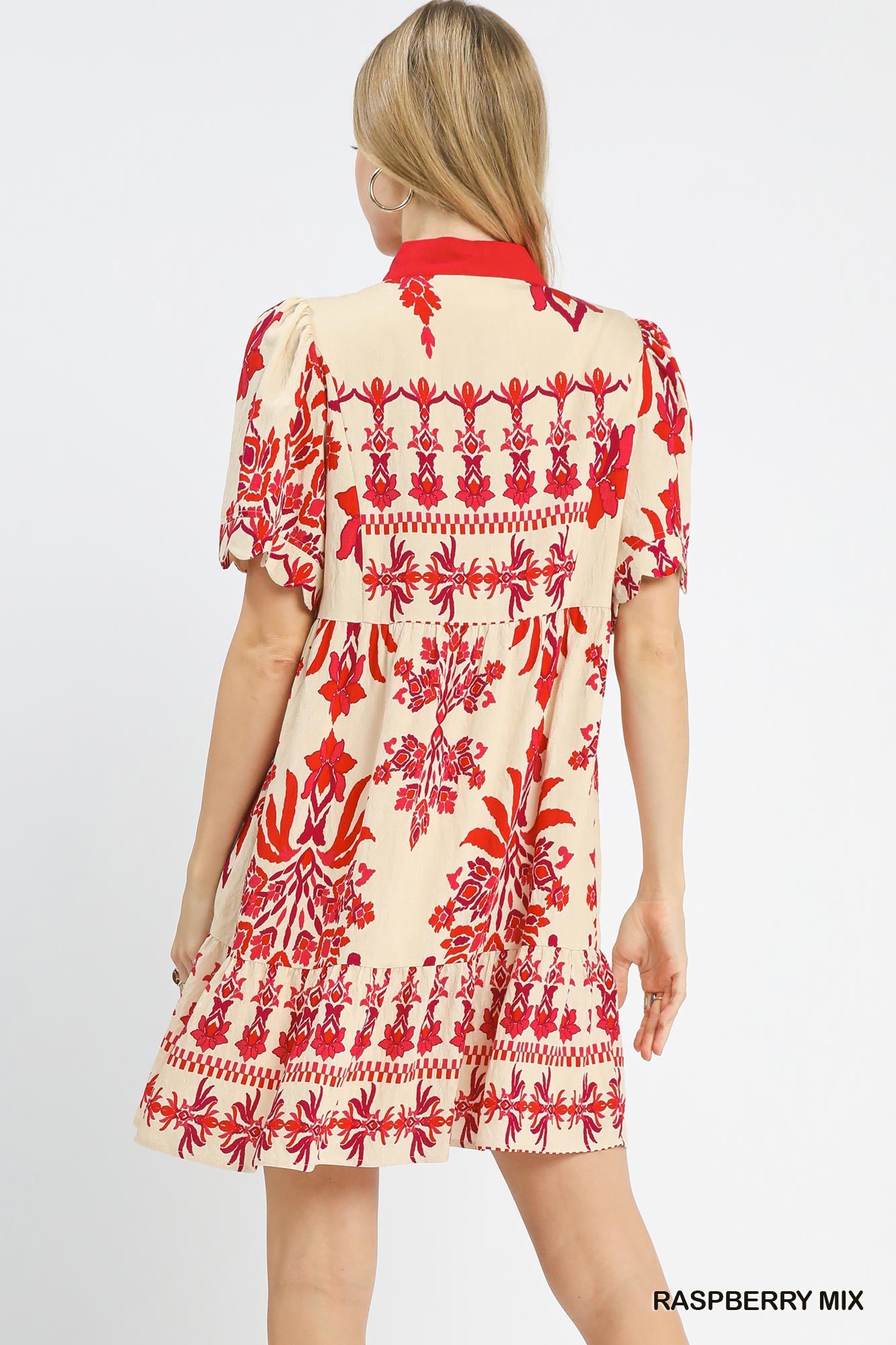 Tropical Damask Border Print Mini Dress