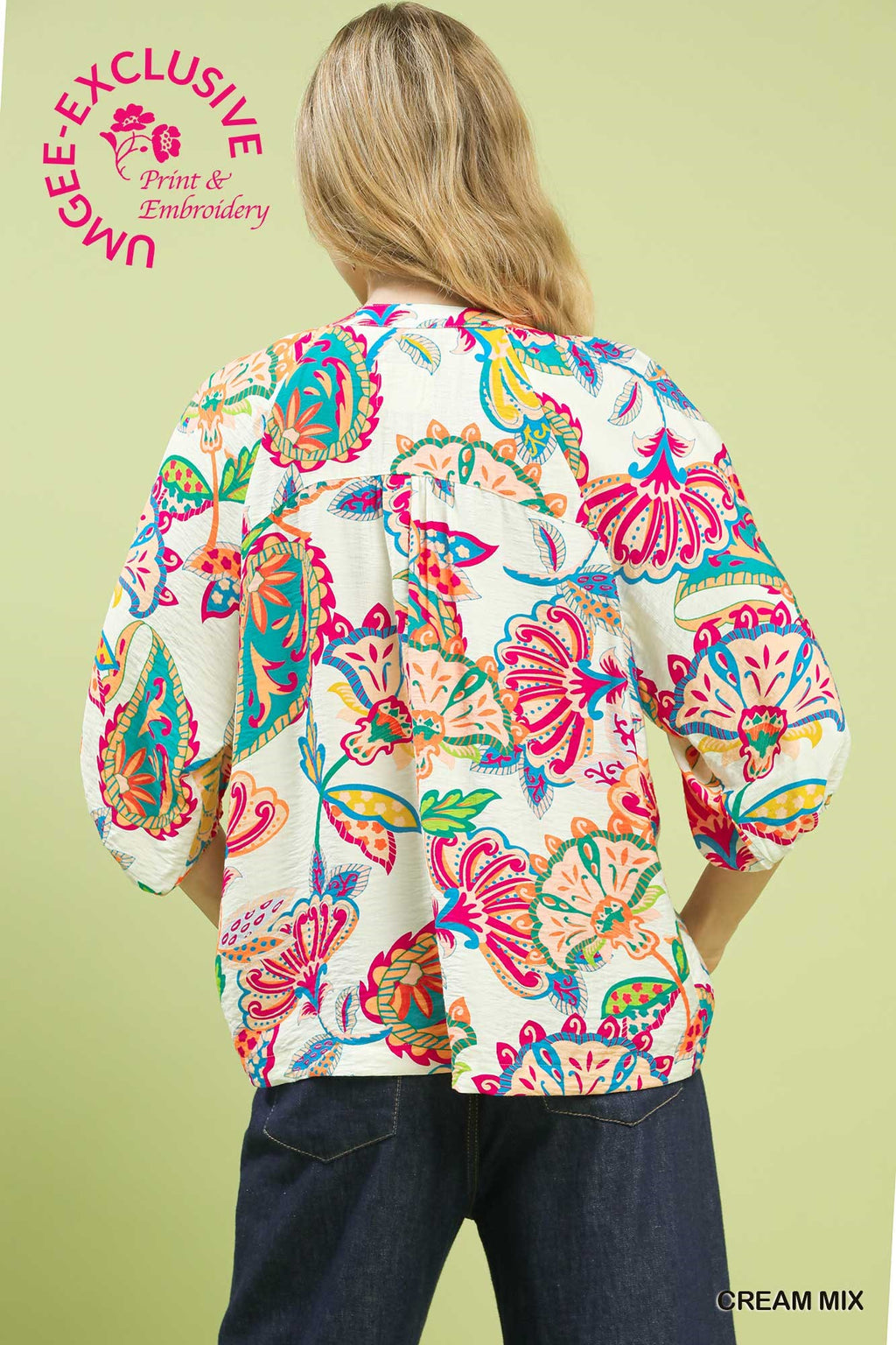 Paisley Print V-Neck Top