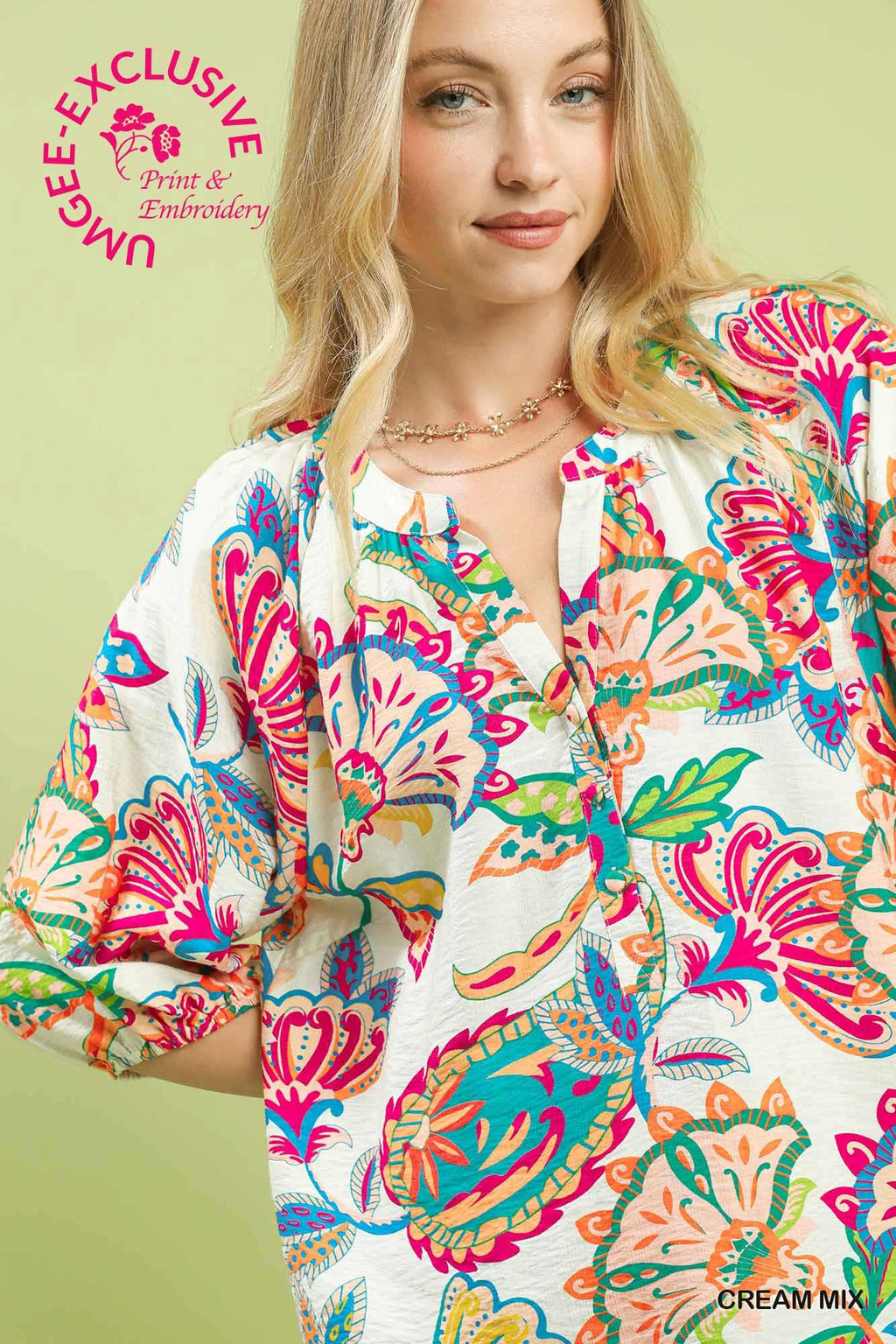 Paisley Print V-Neck Top