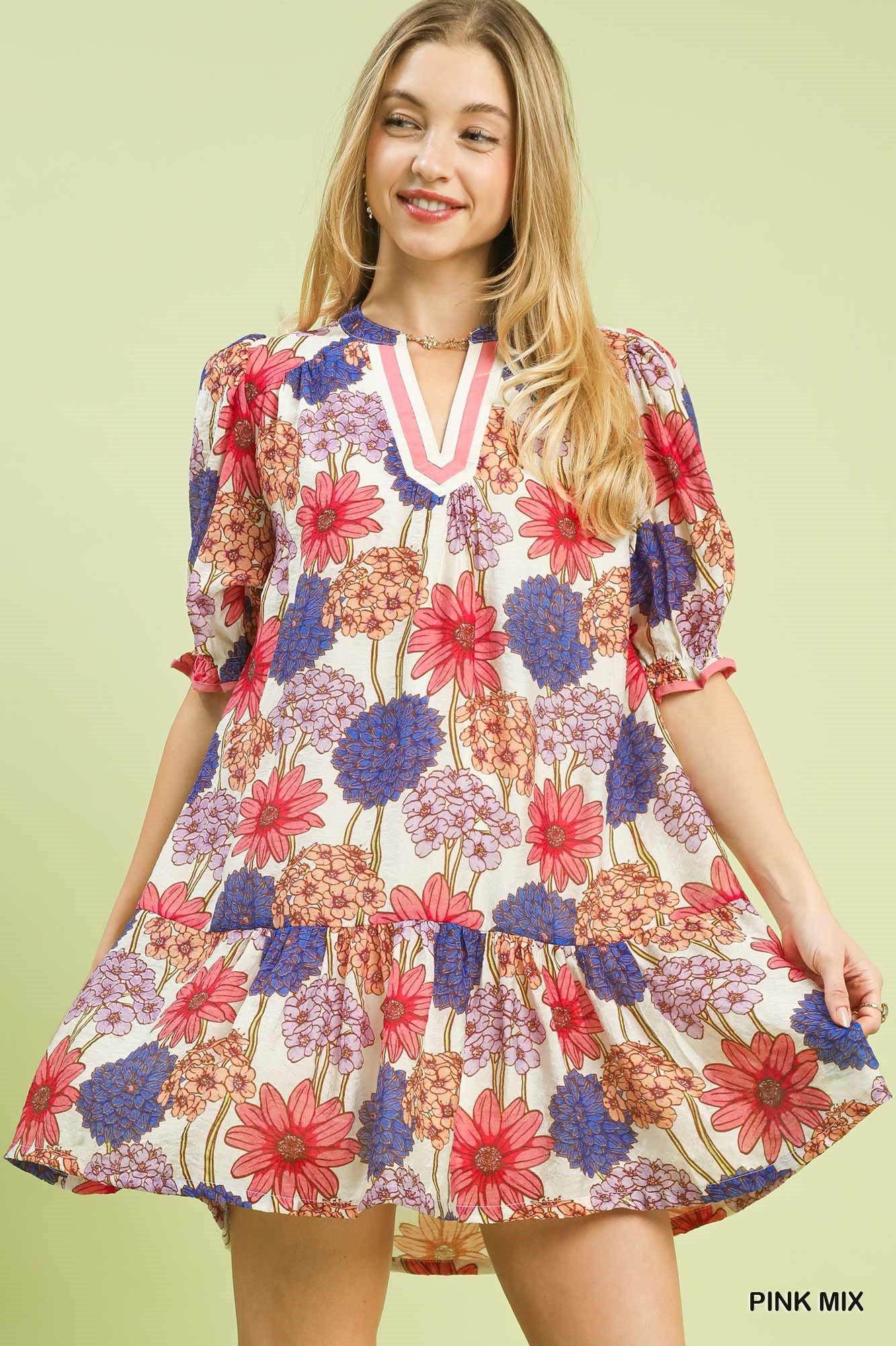 Mix Floral Babydoll Dress